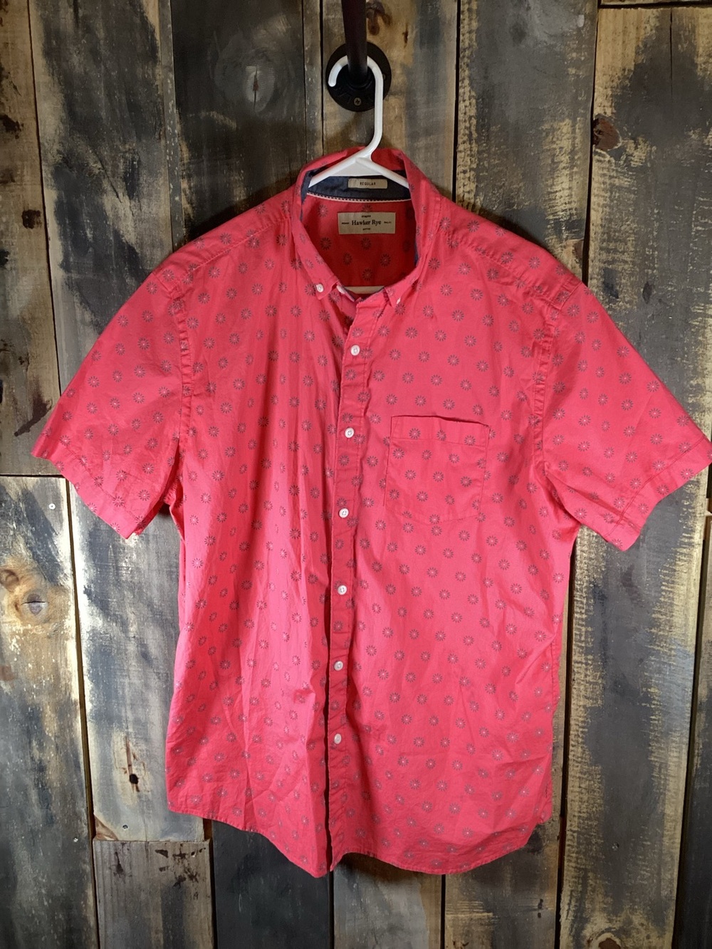 Hawker Rye casual short sleeve button down shirt men’s size large